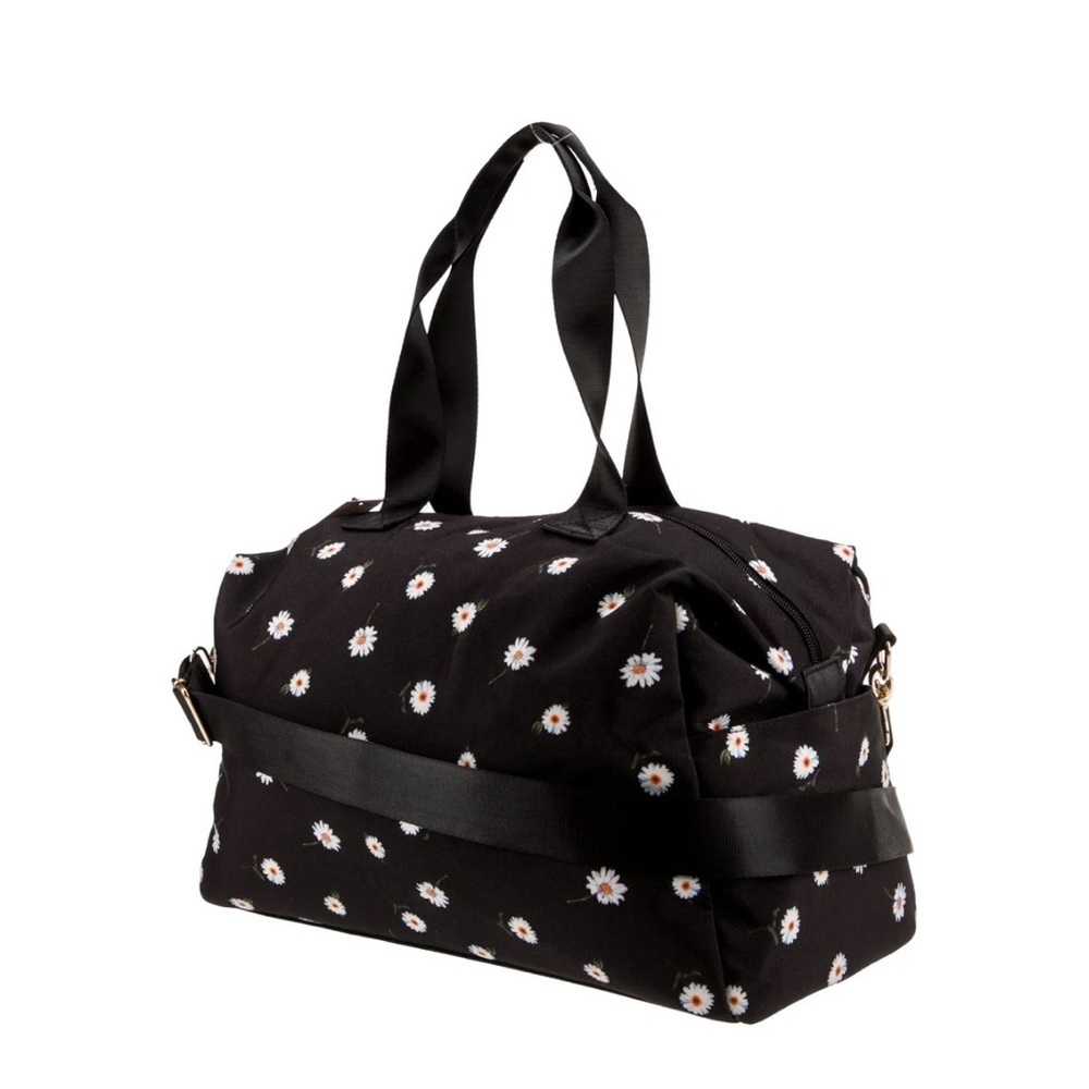 Alice & Olivia Black/Floral Weekender Bag, Canvas, Adjustable Strap, Medium Size - Picture 3 of 15